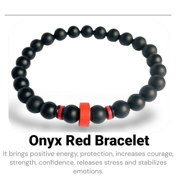 MENS | Gemstone Onyx Beaded Bracelet Gift Anniversary Boyfriend Birthday - Picture 1 of 3